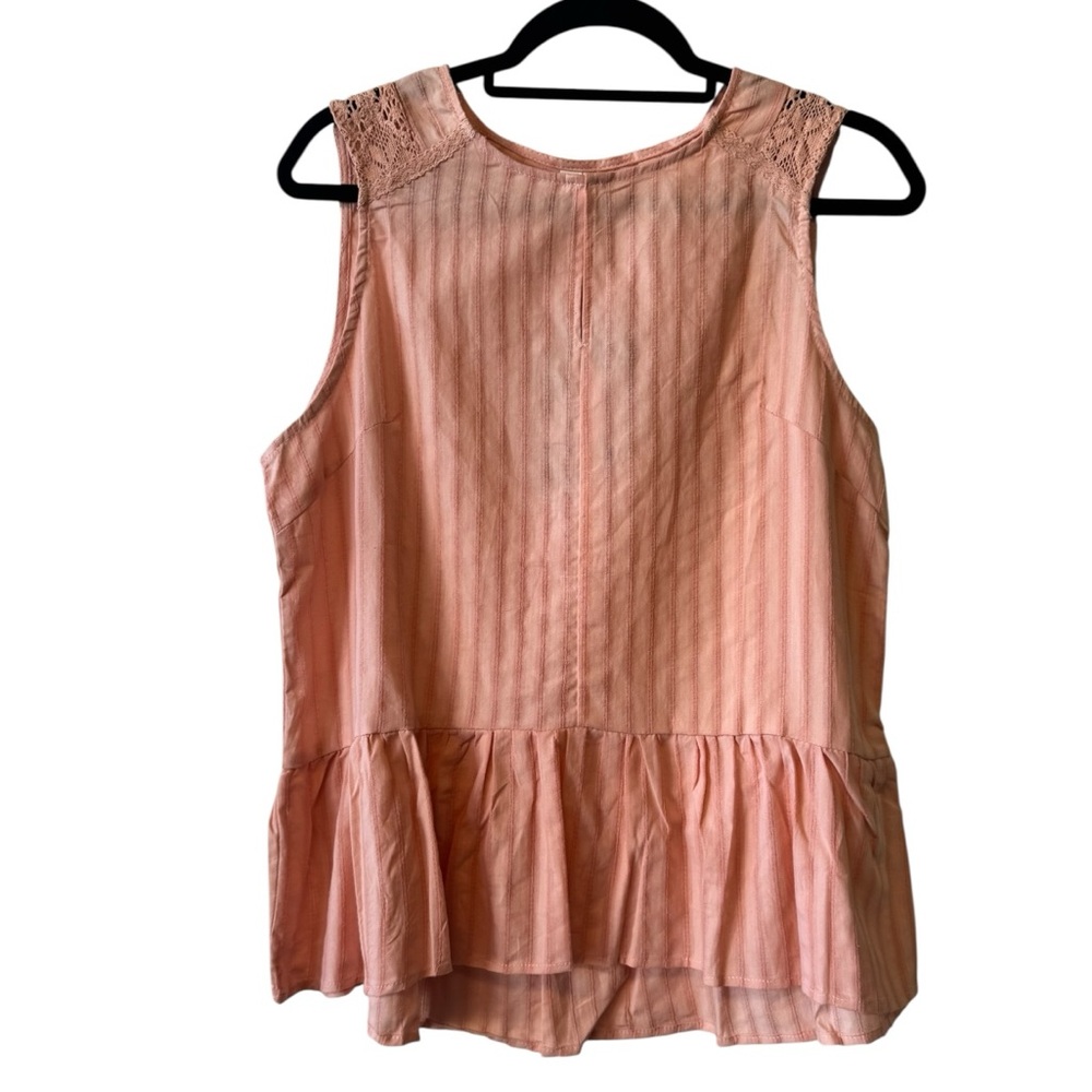 LARA Blush Peach Lace Accent Blouse Size M